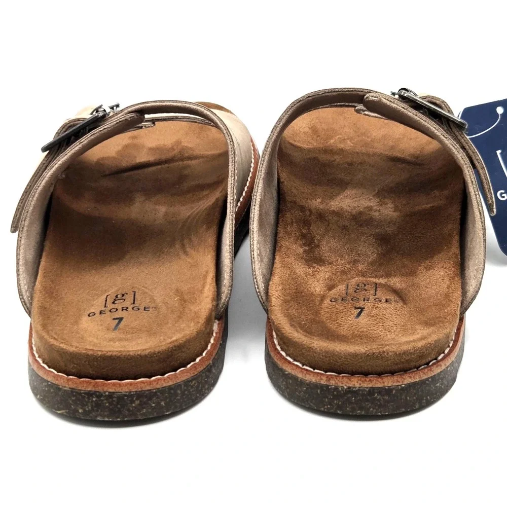 George Men's Hip Strap Sandals Shoes Tan Adjustable Comfort Footbed Size 7 Men